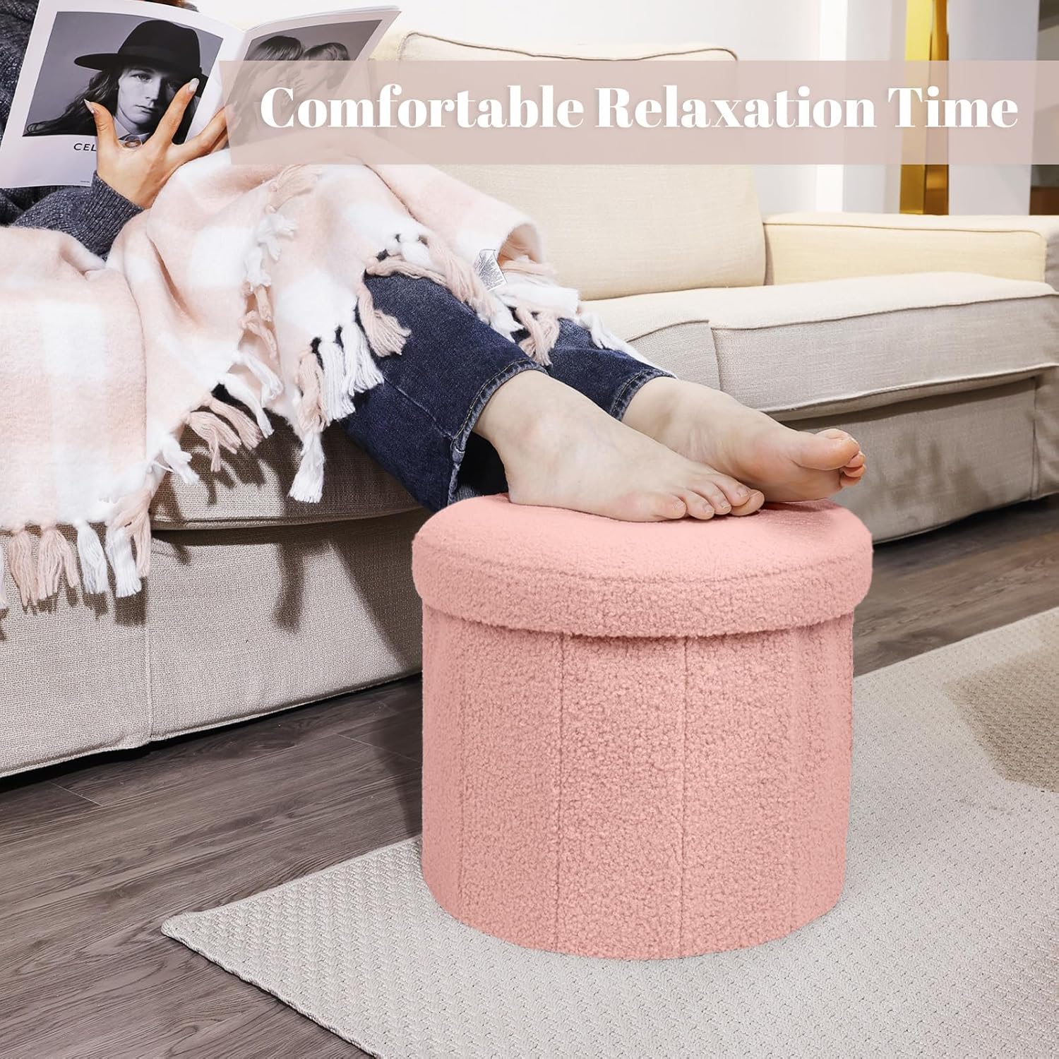🪑 Stylish Storage Ottoman – Cozy, Compact & Functional! ✨
